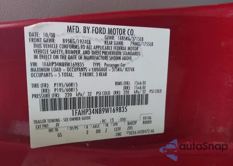 2009 Ford Focus S from USA, damaged, VIN 1FAHP34N89W169835